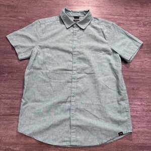 Prana‎ Shirt Men Small Blue Hemp Knit Button Up Short Sleeve Outdoor Gorpcore